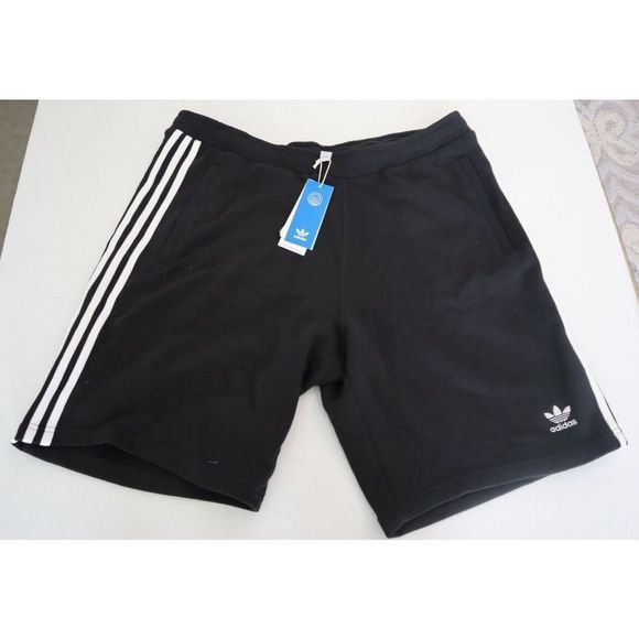 adidas Originals DH5798 Men's Sz XL Black/White 3-Stripes Cotton Shorts - Picture 1 of 9